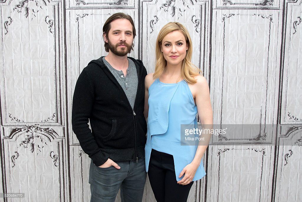 Actors Aaron Stanford and Amanda Schull attend the AOL Build Speaker Series to discuss '12 Monkeys' at AOL Studios In New York on April 12, 2016 in New York City.