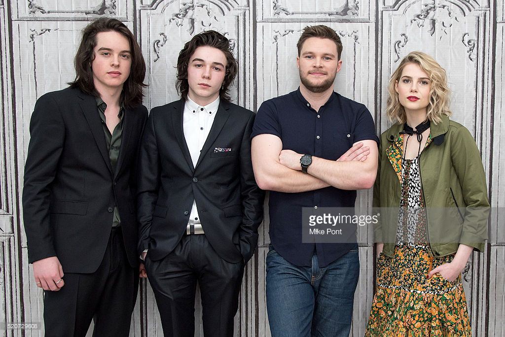 Actors Ferdia Walsh-Peelo, Mark McKenna, Jack Reynor, and Lucy Boynton attend the AOL Build Speaker Series to discuss 'Sing Street' at AOL Studios In New York on April 12, 2016 in New York City.