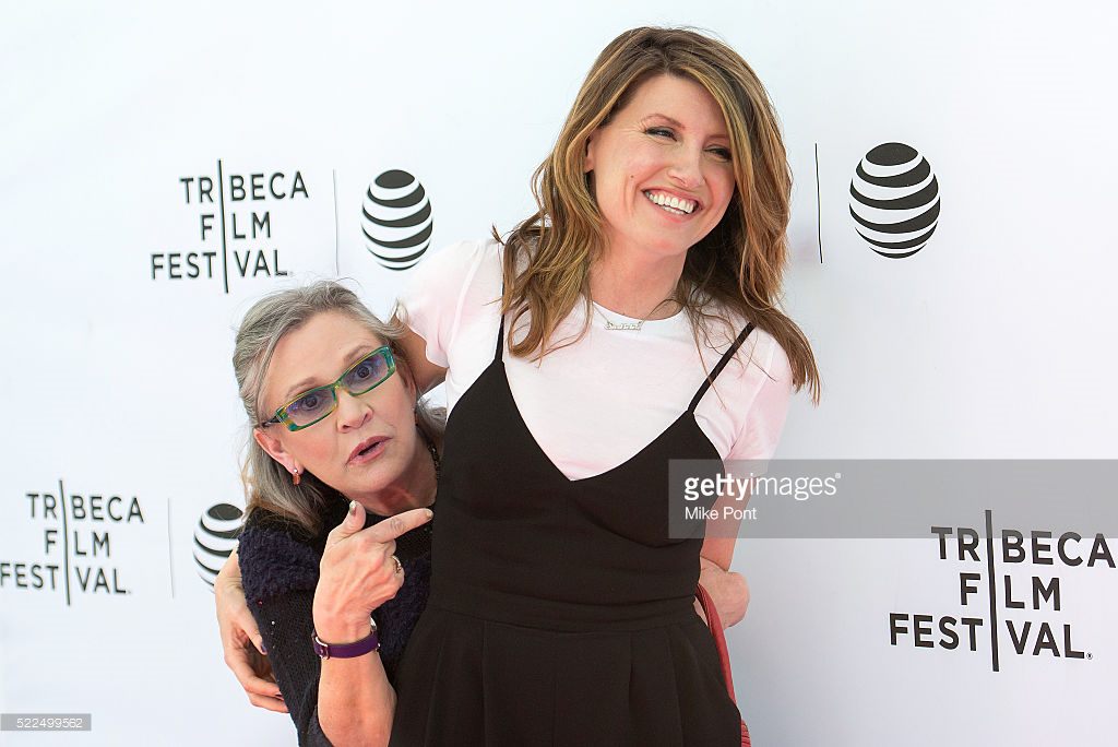 Carrie Fisher and Sharon Horgan attend the Tribeca Tune In: 'Catastrophe' during the 2016 Tribeca Film Festival at SVA Theatre on April 19, 2016 in New York City.