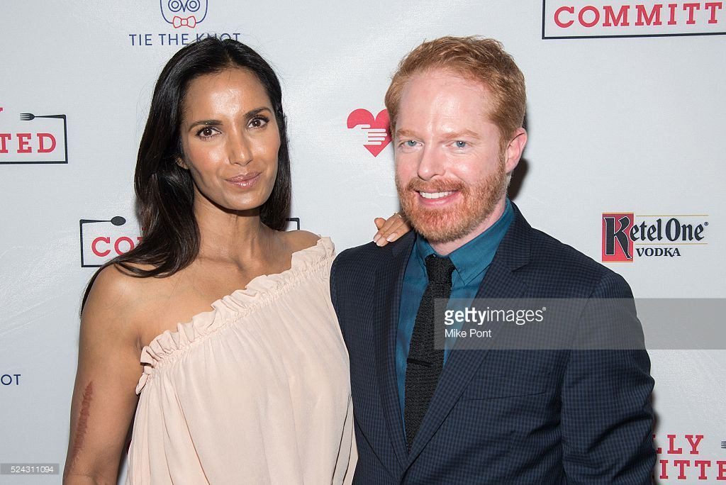 Padma Lakshmi and Jesse Tyler Ferguson attend the 'Fully Committed' Broadway opening night after party at Eventi Hotel on April 25, 2016 in New York City.